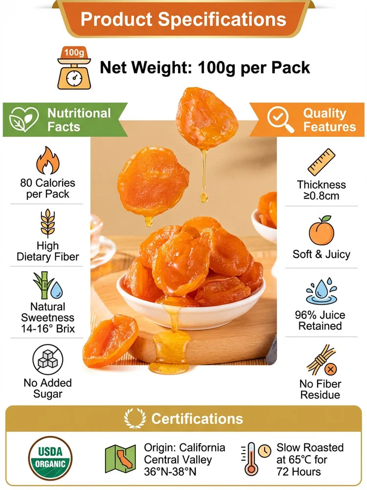 🍑Specialty California Valley Dried Apricots, Naturally Sweet Non‑GMO Dried Fruit-G$